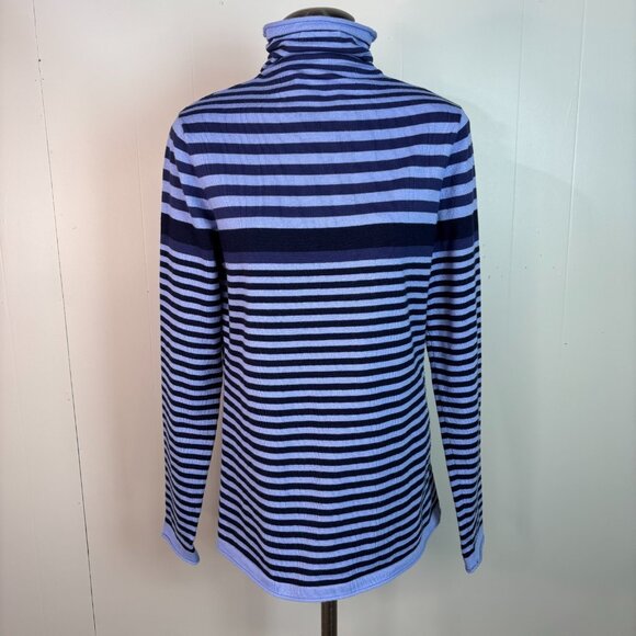 Duluth Sweaters - Duluth Trading S'No Sweat Sweater Small Purple Navy Blue Striped Mock Turtleneck